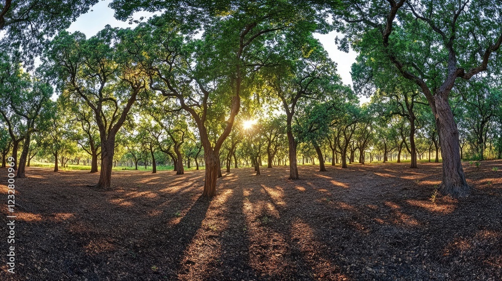 Sunlit Grove Of Trees Casting Long Shadows Sunlit Grove Of Trees Casting Long Shadows