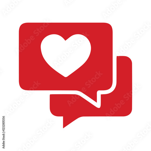 Red Chat Balloon Icon. Illustration of Chat Balloons with Love Symbols. Love Chat. Love Chat Box.