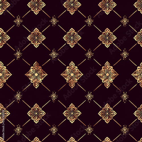 Elegant bandhani seamless pattern motif textile design rich color palette decorative art close-up view cultural heritage photo