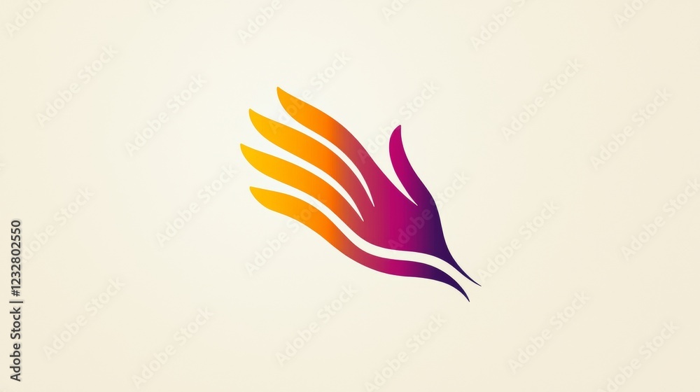 Obraz premium Creative design of a stylized hand with gradient colors representing unity and support in digital art. Generative AI