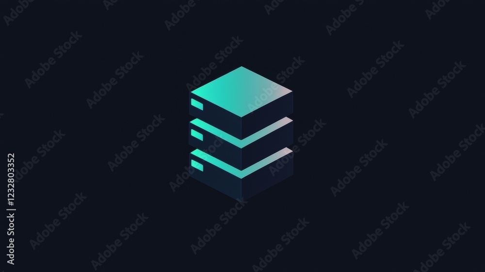 Creative digital illustration of stacked cubes in shades of blue and green on a dark background during a modern tech design project. Generative AI Creative digital illustration of stacked cubes in shades of blue and green on a dark background during a modern tech design project. Generative AI