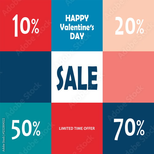 Valentine day, 14 february, sale. Vector illustration.