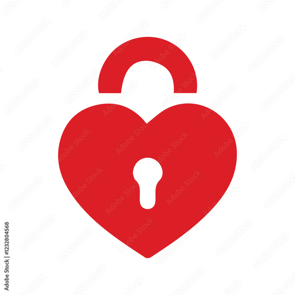 Padlock Icon In Red Color. Heart Shaped Padlock Icon Illustration. Love Padlock. Padlock Icon In Red Color. Heart Shaped Padlock Icon Illustration. Love Padlock.