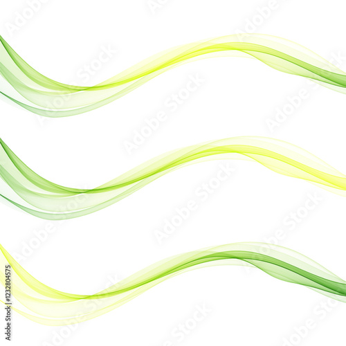 Green and yellow lines. Wave pattern. Abstract vector wave. Presentation template. Eps 10