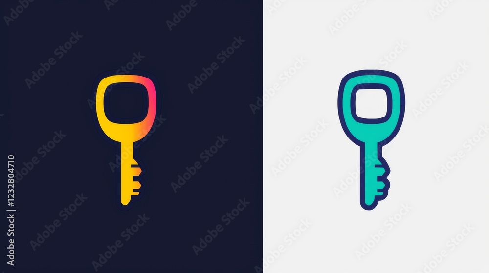 Key design showcasing contrasting colors against dark and light backgrounds, presenting a modern and minimalist style. Generative AI Key design showcasing contrasting colors against dark and light backgrounds, presenting a modern and minimalist style. Generative AI