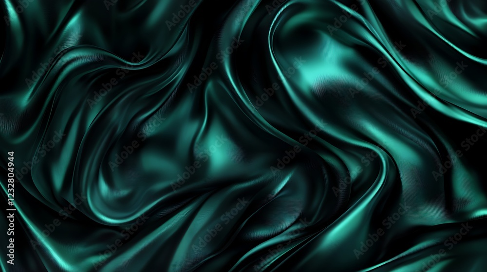 Obraz premium Dark Teal Silk Fabric Draped in Elegant Waves