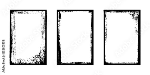 Wallpaper Mural Black frames with worn paper effect on white background. Textured rectangles with old, grunge, grainy, vintage, worn, dust effect. Simple object mockup. Realistic vector illustrations set. Torontodigital.ca
