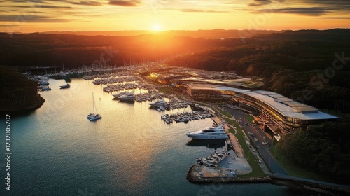 Wallpaper Mural Sunset Marina Resort Yachts Boats Golden Hour Torontodigital.ca