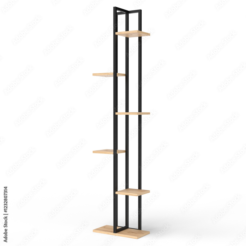 Loft style shelving unit made of metal and wooden shelves for accessories Loft style shelving unit made of metal and wooden shelves for accessories