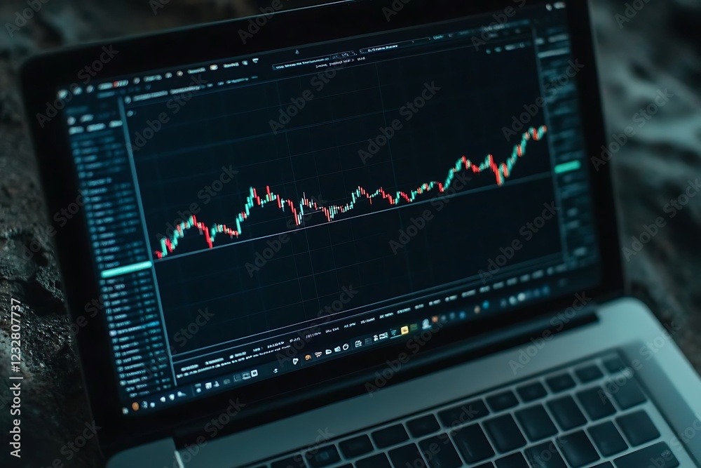 Stock Market Trends on Laptop Screen Stock Market Trends on Laptop Screen