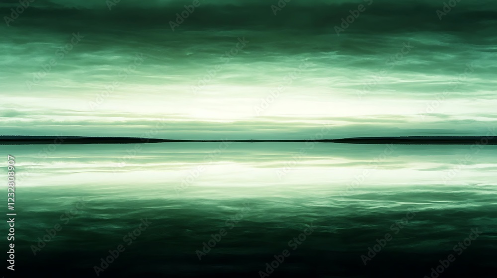 Obraz premium Serene Green Landscape Reflecting Peaceful Sky