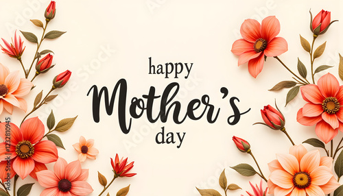 Happy Mother's Day floral design with colorful flowers, Happy Mother's Day Greeting card