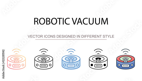 Robotic Vacuum icon design with white background stock illustration
