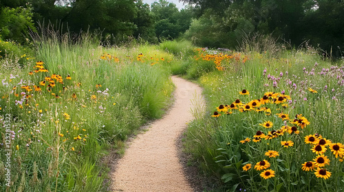 Serene Summer Wildflower Meadow Path