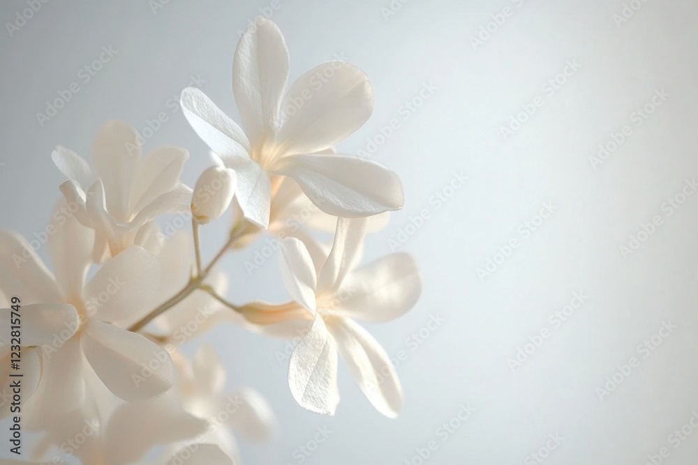 Naklejka premium Delicate White Blossoms Softly Illuminated