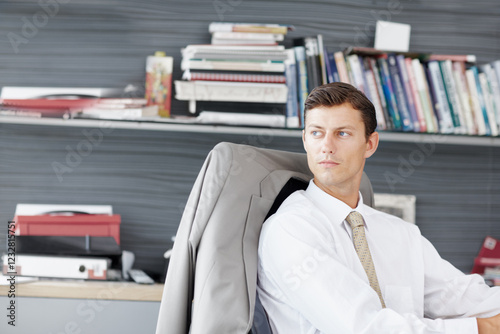 Wallpaper Mural Thinking, planning and business man in office for account manager, future company shares and reflection. Vision, memory and opportunity with person in agency for idea, growth and development Torontodigital.ca