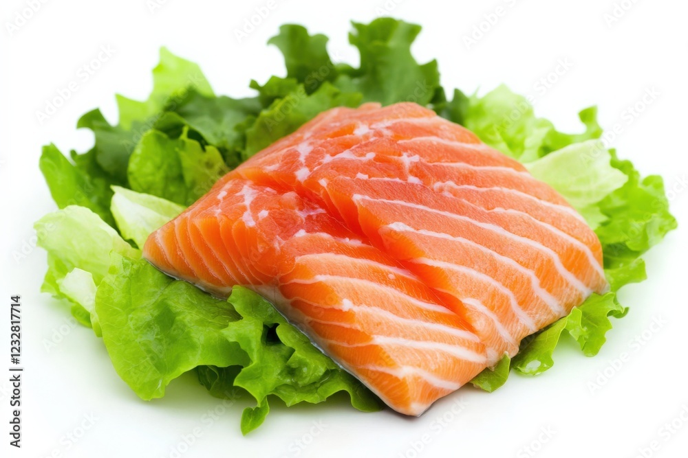 fresh salmon fillets on a bed of lettuce fresh salmon fillets on a bed of lettuce