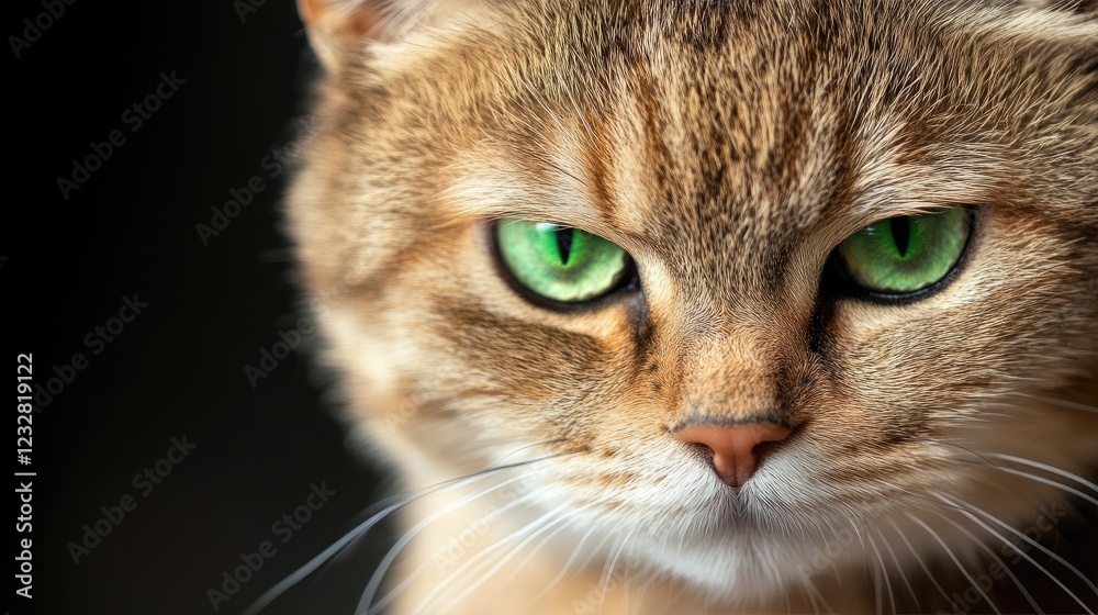 Close-up portrait of tabby cat with intense green eyes Close-up portrait of tabby cat with intense green eyes