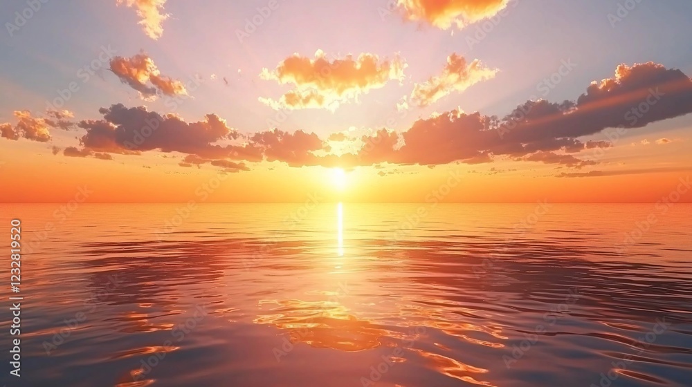 Serene Sunset Over Calm Ocean Waters Serene Sunset Over Calm Ocean Waters