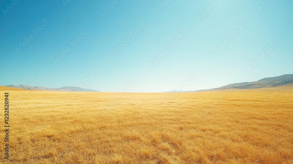 Golden Wheat Field Under a Clear Blue Sky Golden Wheat Field Under a Clear Blue Sky