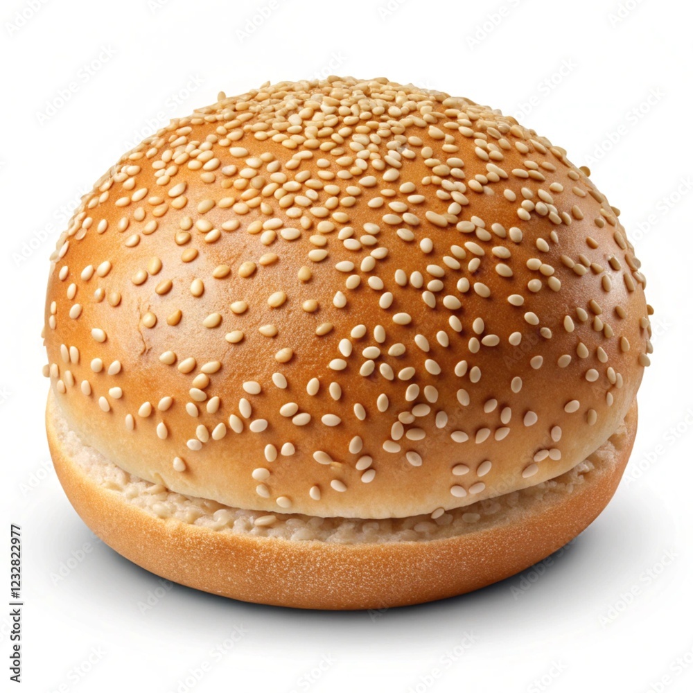 sesame seed hamburger bun isolated on transparent background Generative Ai. sesame seed hamburger bun isolated on transparent background Generative Ai.