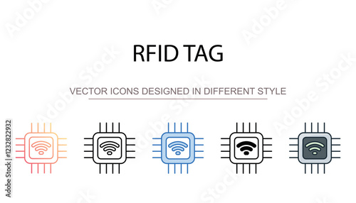 Rfid Tag icon design with white background stock illustration