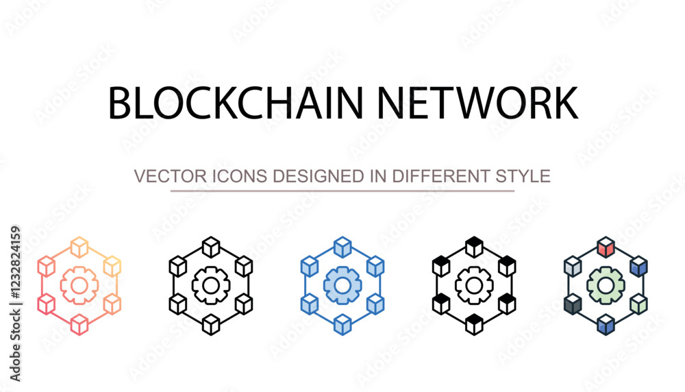 Blockchain Network icon design with white background stock illustration Blockchain Network icon design with white background stock illustration