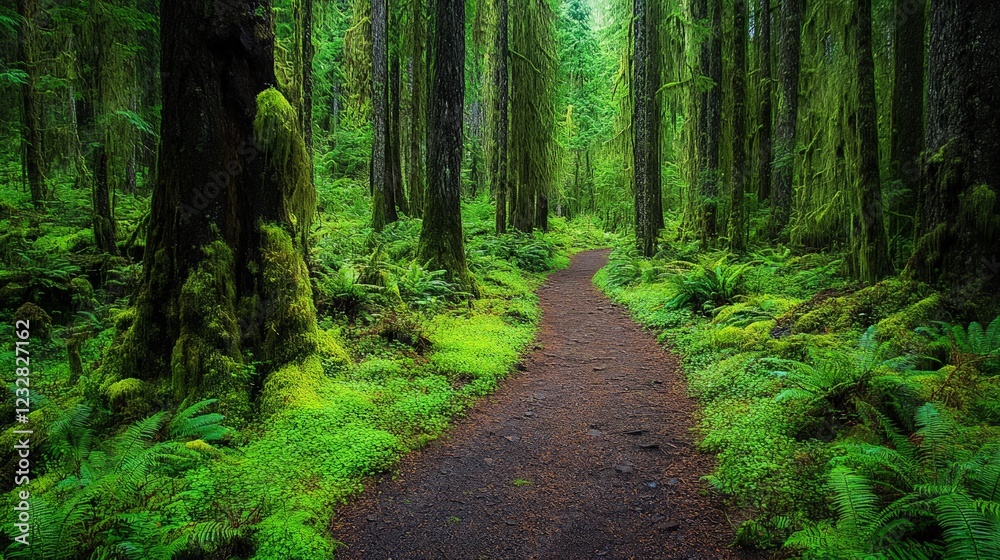 Serene Forest Path Surrounded by Lush Greenery and Nature's Beauty Serene Forest Path Surrounded by Lush Greenery and Nature's Beauty