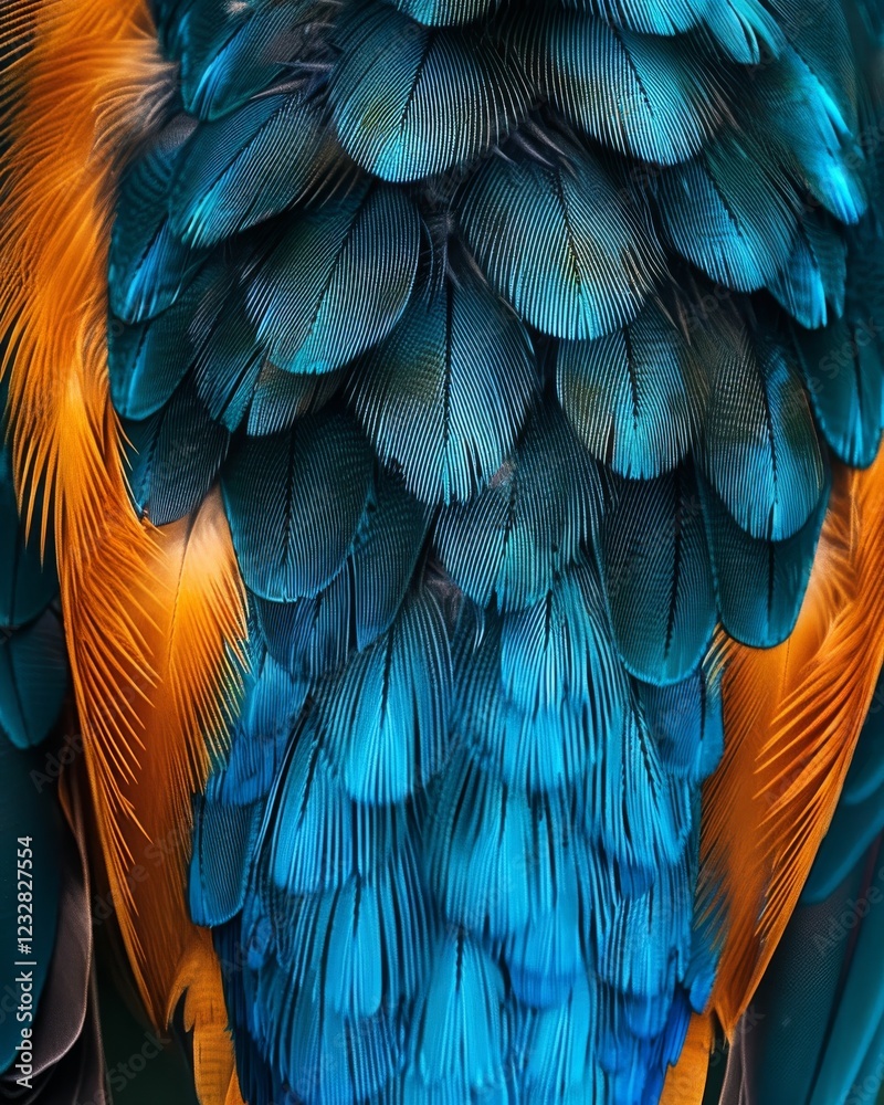 Obraz premium Vivid Close-Up of Kingfisher's Feathers Revealing Intricate Patterns