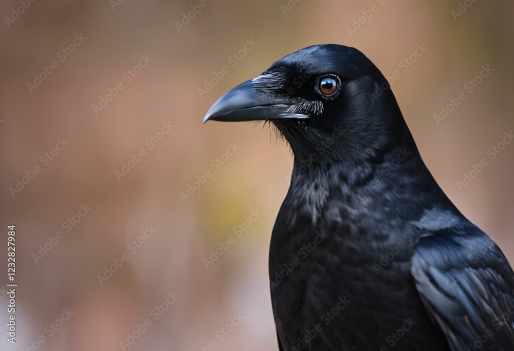 Detailed close-up of a black crow. Detailed close-up of a black crow.