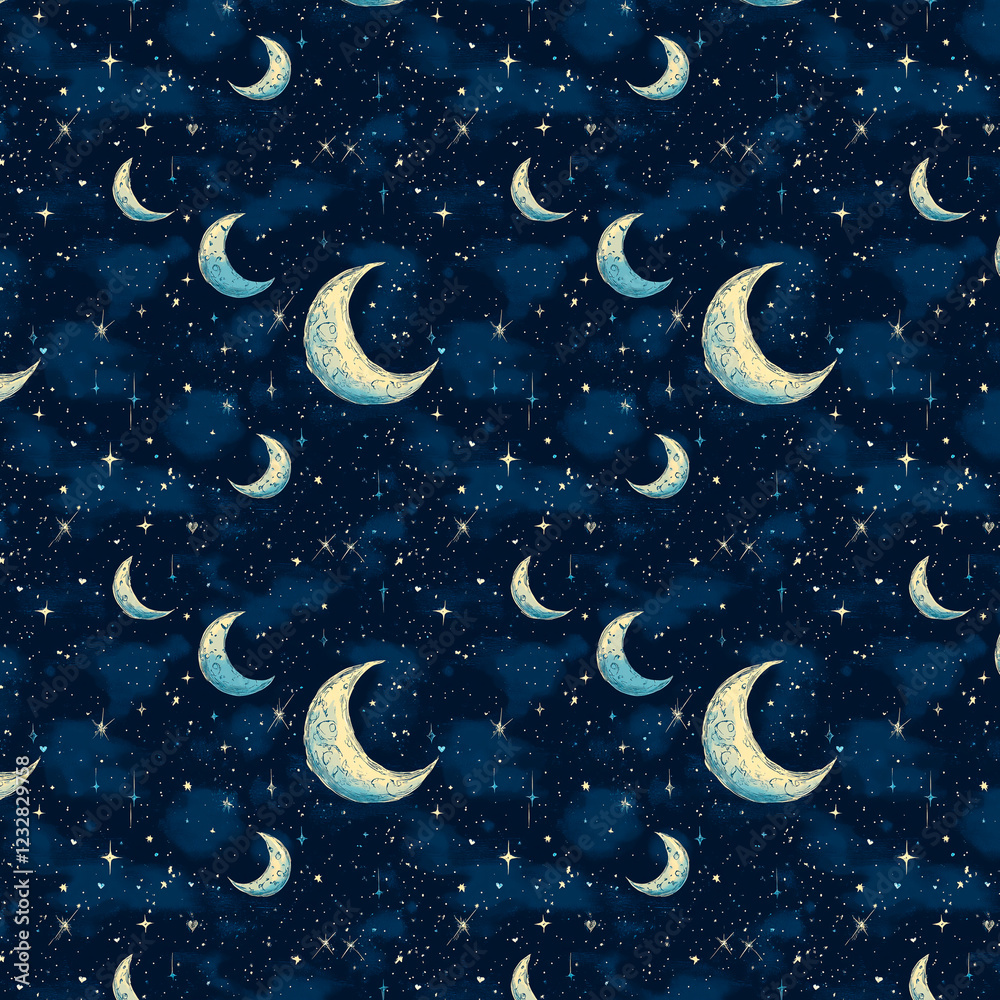 Fototapeta premium moon and stars pattern