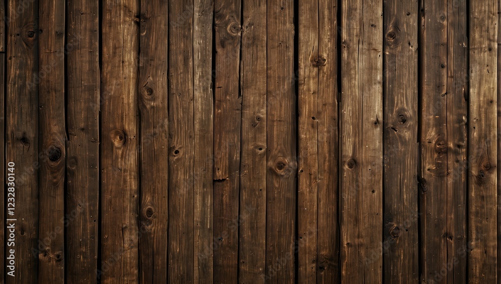Naklejka premium Dark, vertically-oriented rustic wooden texture with knots and imperfections