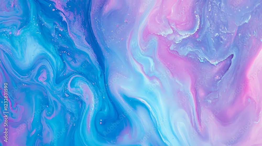 Fototapeta premium Abstract Swirling Blue and Pink Paint Texture