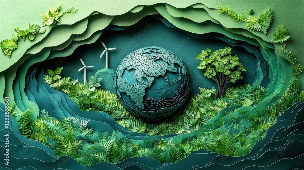 Obraz premium Eco-Friendly Design with Paper Cutting Inspiration for Sustainability