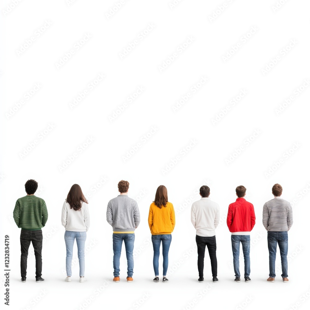 diverse group of people standing together from the back diverse group of people standing together from the back
