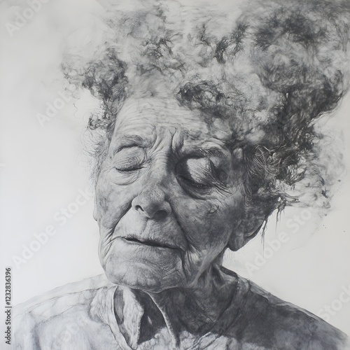 Wallpaper Mural old woman with Alzheimer. generated Ai Torontodigital.ca