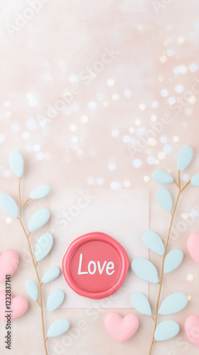 Minimalist love letter card, red wax seal with 