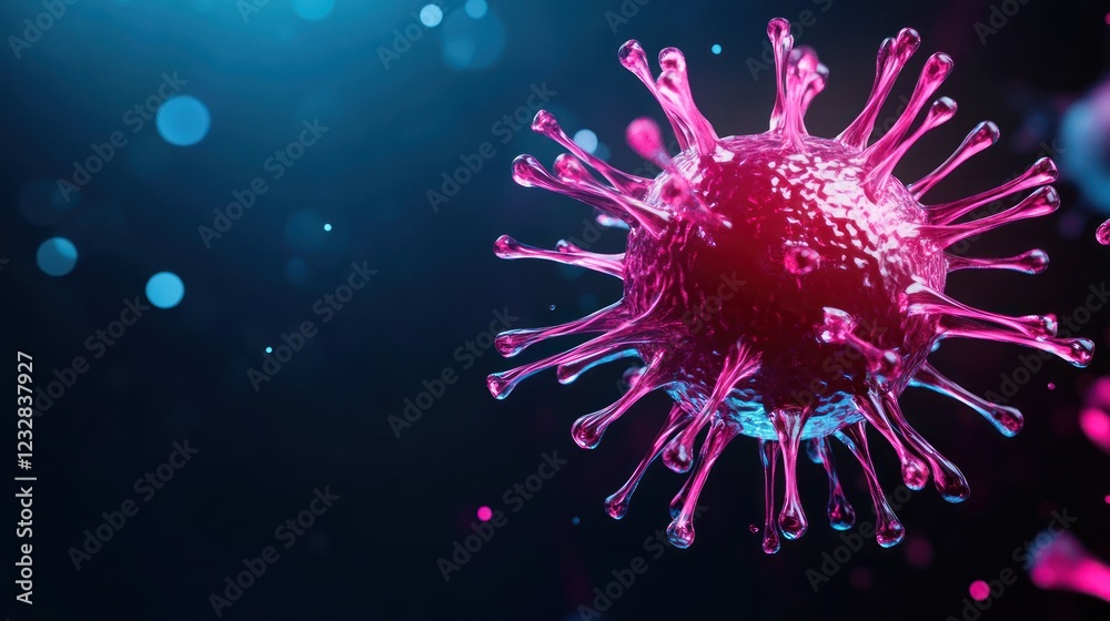 Close-up view of a colorful virus model on a visually appealing background. Close-up view of a colorful virus model on a visually appealing background.