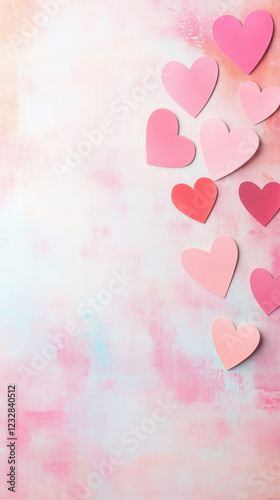 Watercolor hearts on textured handmade paper