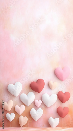 Watercolor hearts on textured handmade paper
