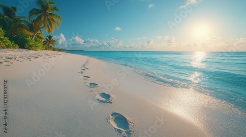 Calm beach with gentle waves and clear blue sky near the shore during daylight