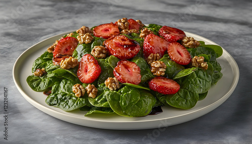Wallpaper Mural Photo - Fresh Spinach, Strawberry, and Walnut Salad with Balsamic Glaze Torontodigital.ca