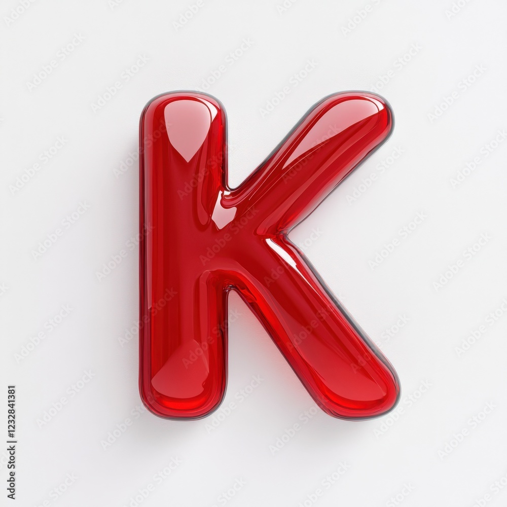 glossy red letter k on white background glossy red letter k on white background