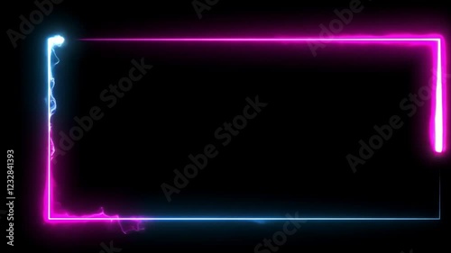 Wallpaper Mural Neon Glowing Frame: Pink and Blue Electric Rectangle Border Torontodigital.ca
