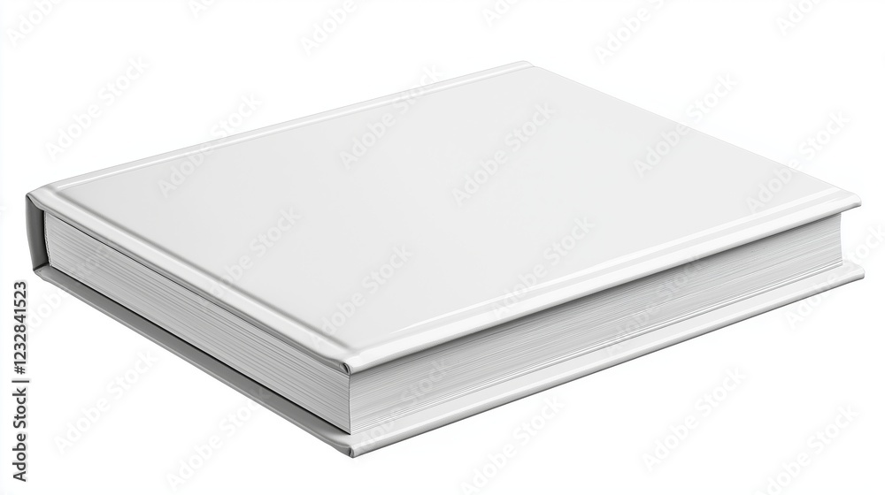 Simple white book mockup with blank cover placed on a clean surface Simple white book mockup with blank cover placed on a clean surface