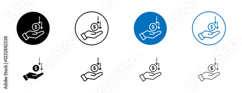 Borrower icons set in black and blue colors on white background