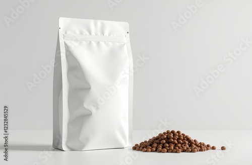 Blank Paper Bag Package. Foil Pouch Packaging Eatery . Snack Sachet Pack Zoo Store Mockup