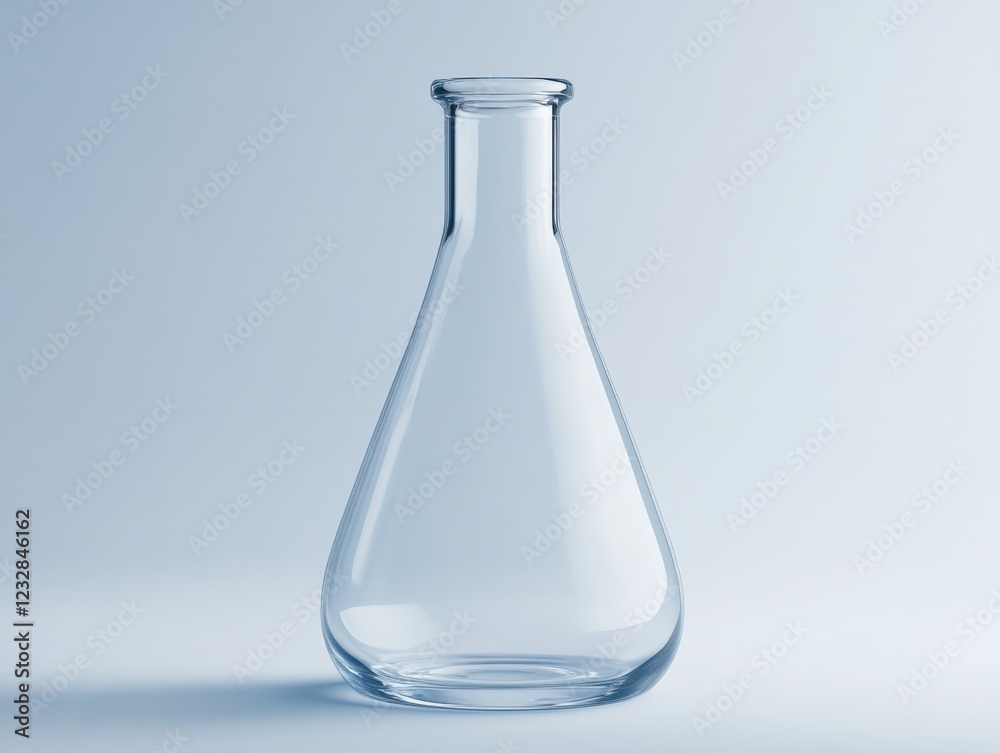 empty erlenmeyer flask on a light blue background empty erlenmeyer flask on a light blue background