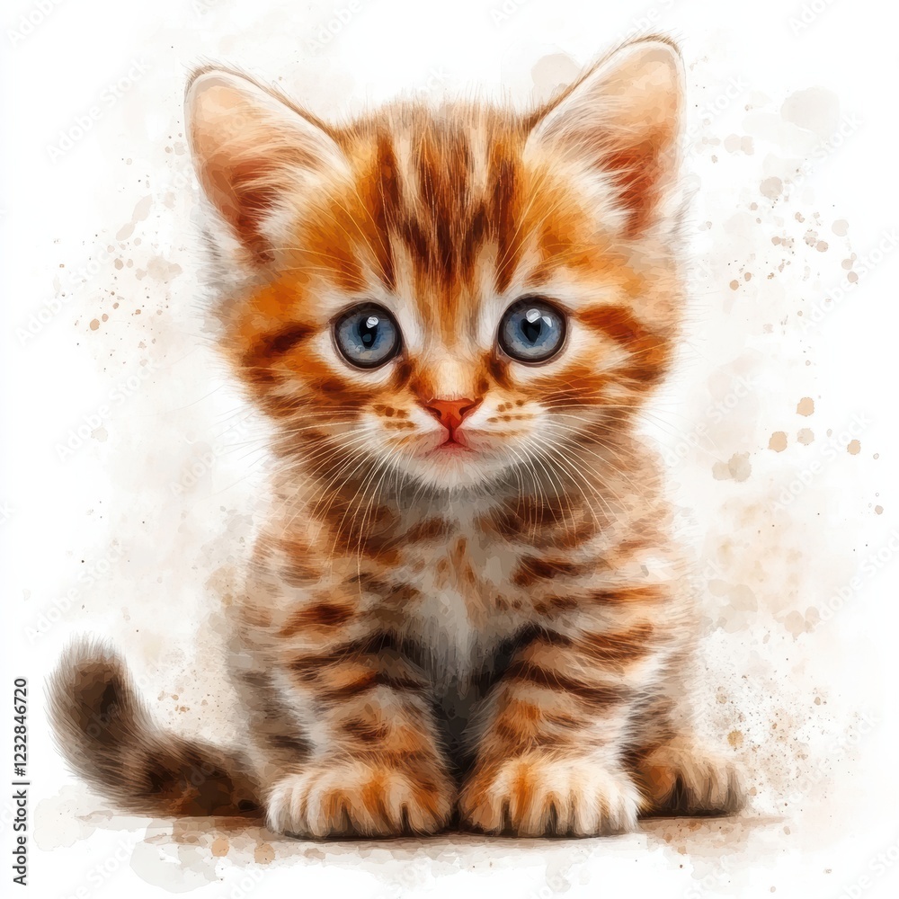 Obraz premium Adorable Bengal Kitten with Striking Golden Fur and Blue Eyes