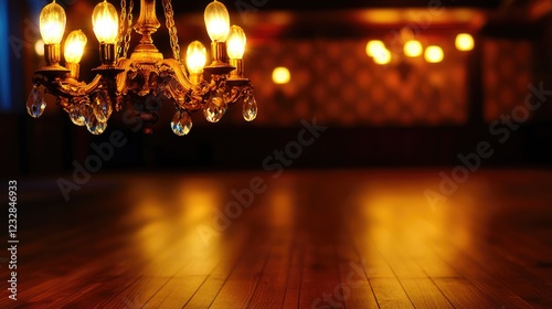 Crystal chandelier illuminates grand ballroom